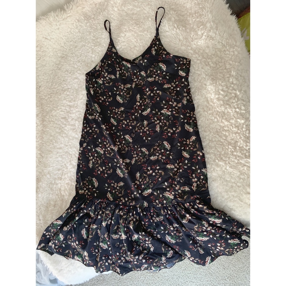 Navy midi floral dress